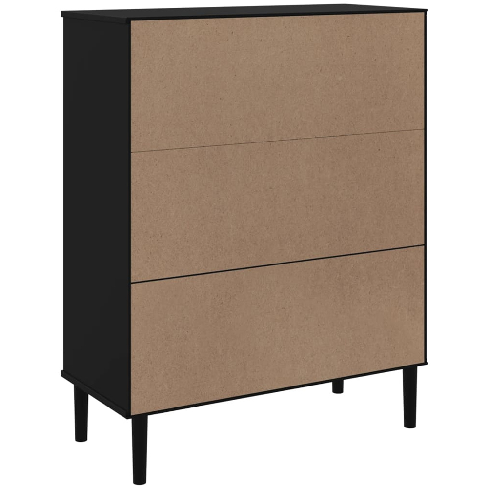 vidaXL Single Door 2 Drawer 2 Shelf Black Rattan Solid Pine Wood Highboard Image 8