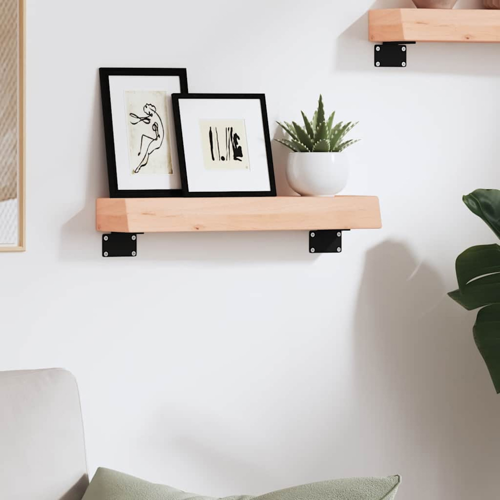 vidaXL 40 x 10 x 6cm Untreated Solid Wood Oak Wall Shelf Image 2