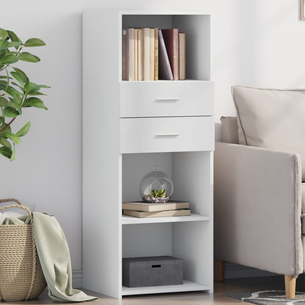vidaXL 2 Drawer 3 Shelf White Highboard Image 1