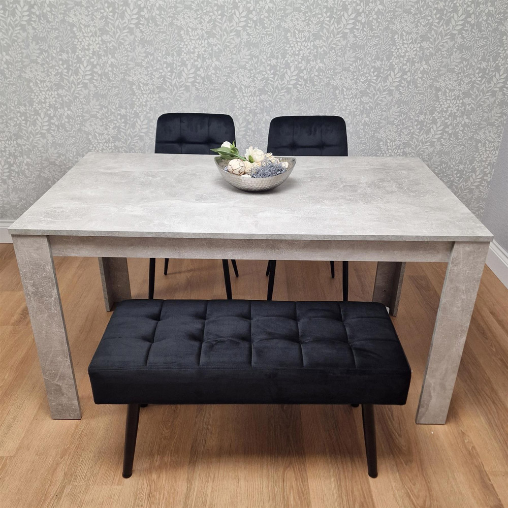 Kosy Koala Rocco 4 Seater Tufted Velvet Dining Set with Bench Stone Grey and Black Image 6