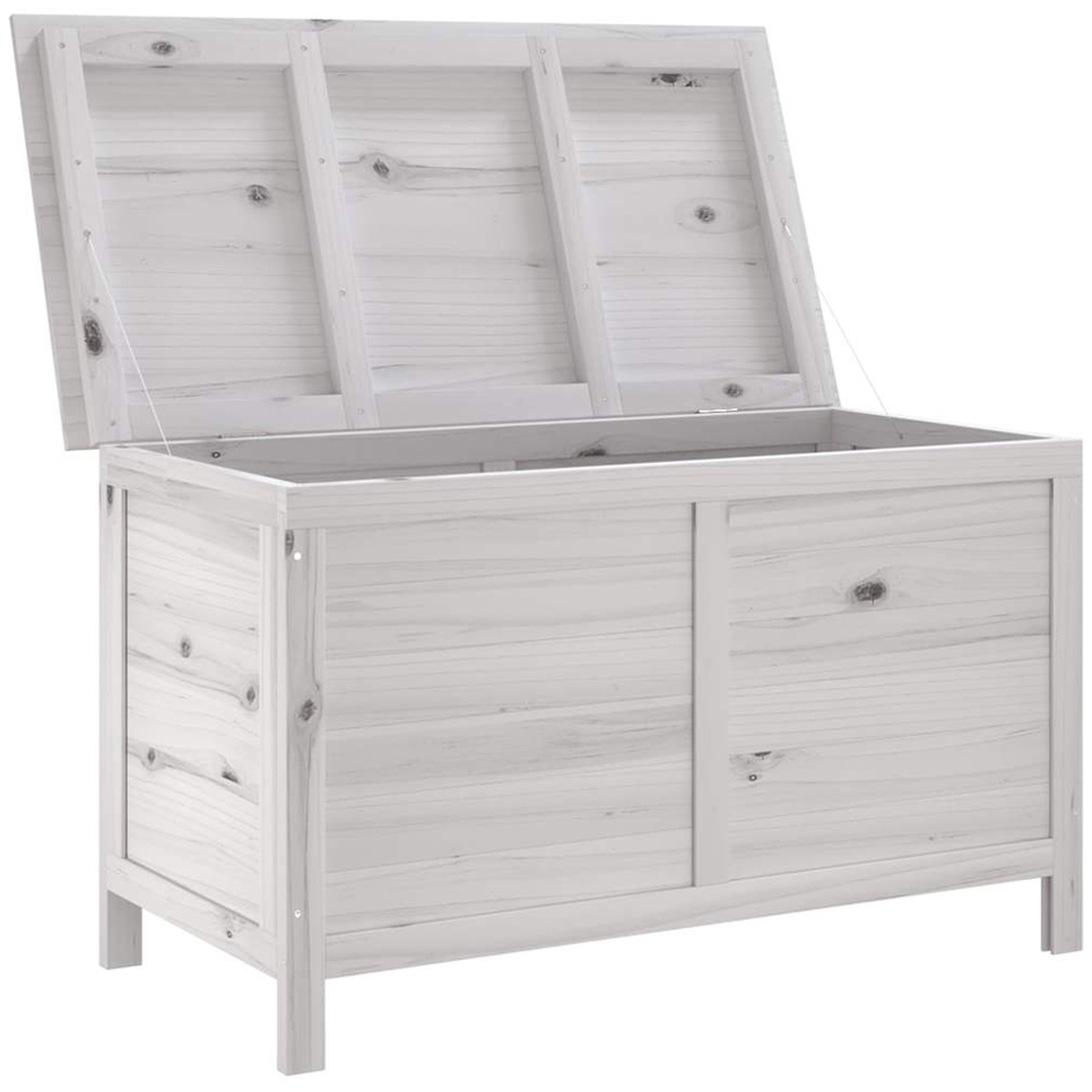 vidaXL 58.5 x 99 x 49.5cm White Fir Wood Garden Storage Box Image 2