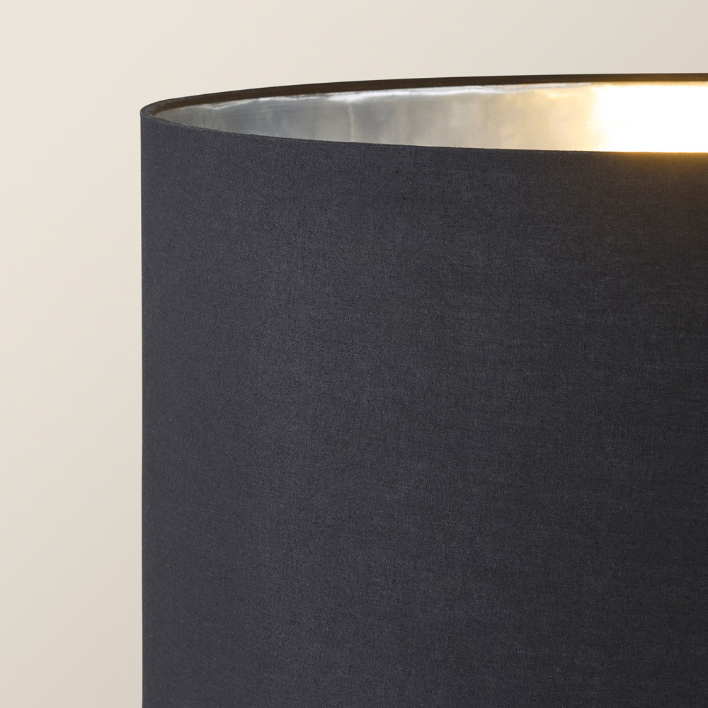 ValueLight Marissa Black Velvet Chrome Inner Shade Black Stacked Ball LED Floor Lamp Image 3