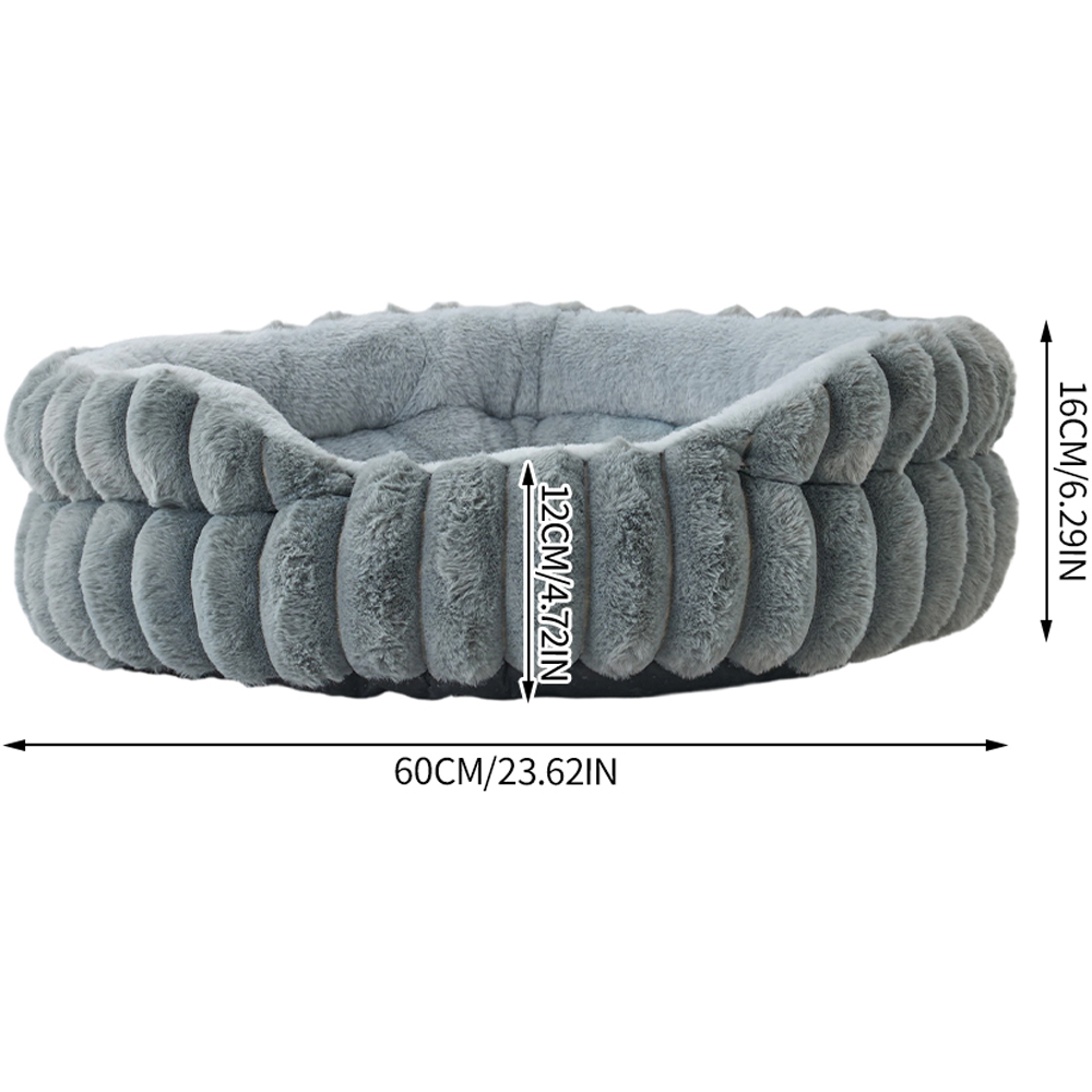 H&O Direct 60cm Grey Super Soft Faux Fur Pet Bed Image 6