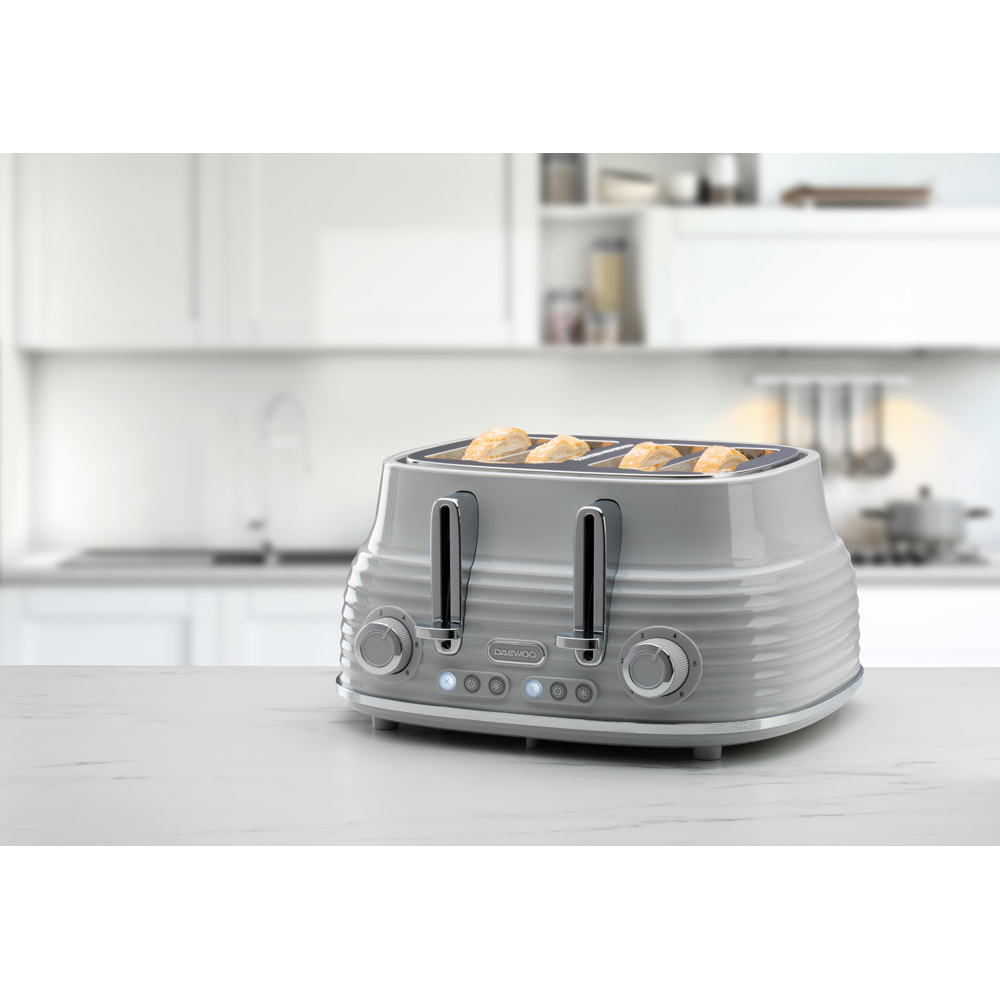 Daewoo Sienna Grey 4 Slice Toaster Image 2