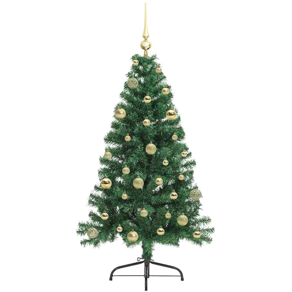 vidaXL Pre-Lit Gold Baubles Green Artificial Christmas Tree 5ft Image 4