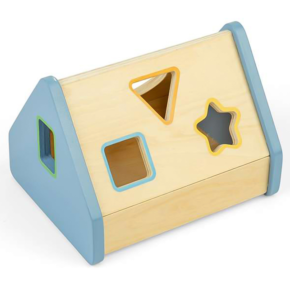 Bigjigs Toys Kids 6 Piece Wooden Shape Sorter House Puzzle Playset Image 5