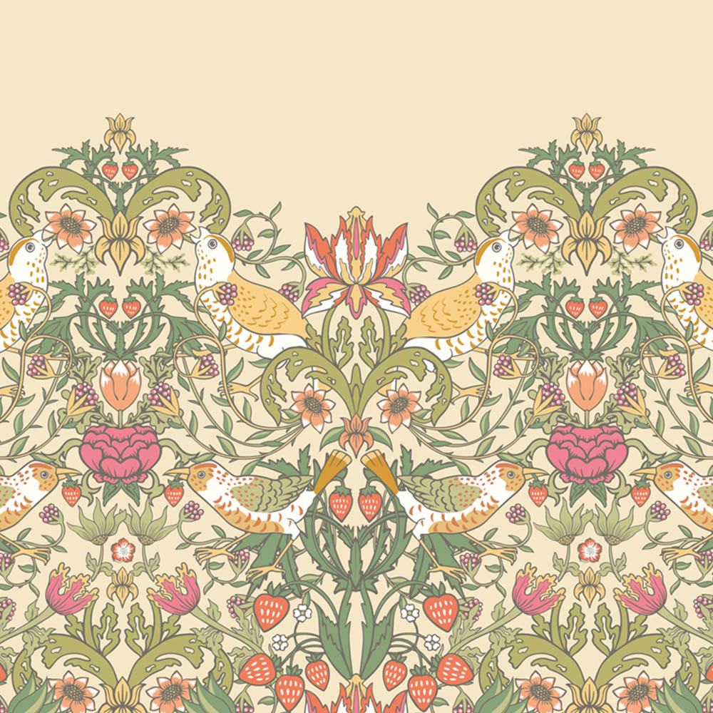 Origin Murals Birds Fruit and Foliage Gold Wall Mural Image 2