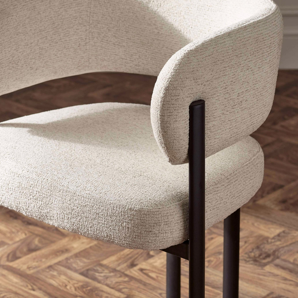 Julian Bowen Bolivia Set of 2 Cream Chenille Upholstered Dining Chair Image 8