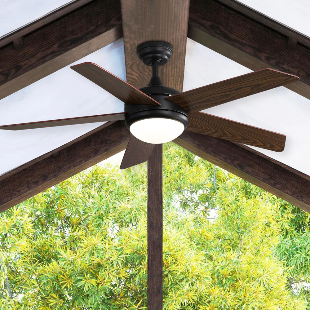Living and Home Rustic Wooden LED Ceiling Fan Light with Remote 52 inch Image 4