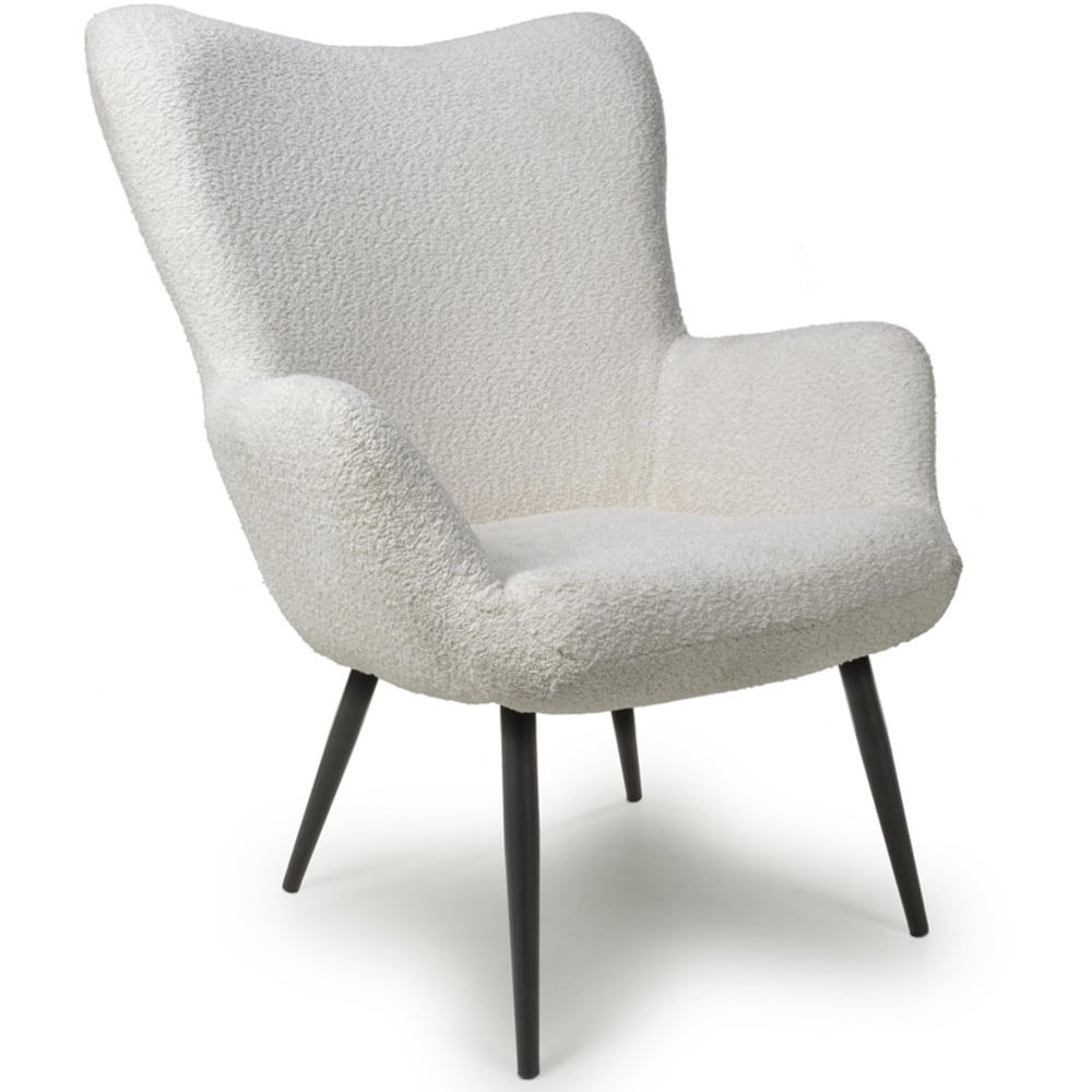 Bordeaux Textured Chenille Effect White Armchair Image 2