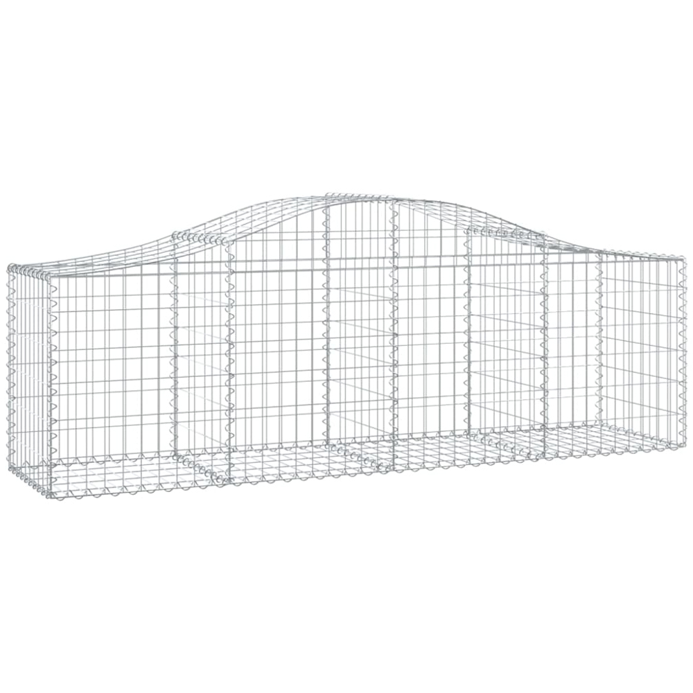vidaXL Silver Galvanised Iron Arched Gabion Basket 200 x 50 x 60/80cm 9 Pack Image 1