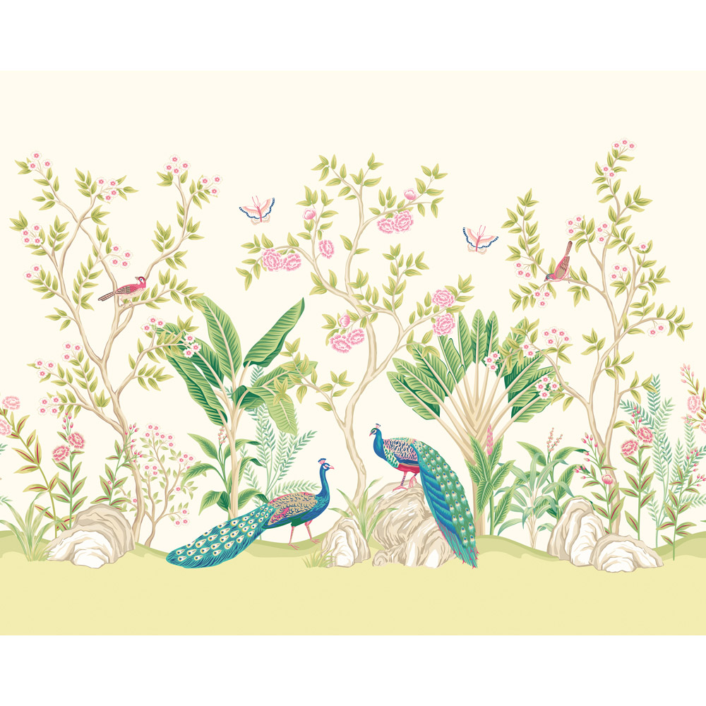 Origin Murals Peacock Garden Apple and Rose Wall Mural Large Image 2