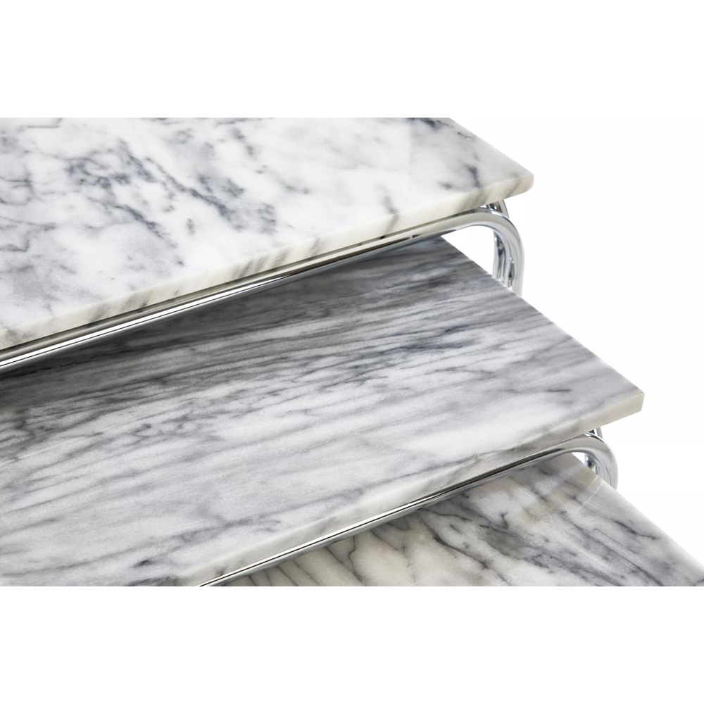 Premier Housewares Chrome Nest of Tables Set of 3 Image 5