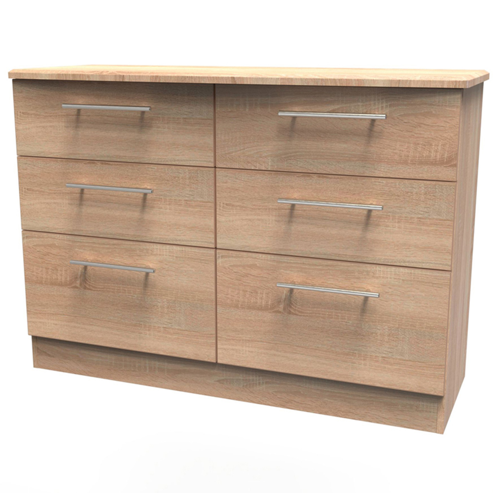 Crowndale Sherwood 6 Drawer Bardolino Oak Wide Midi Chest of Drawers Image 4