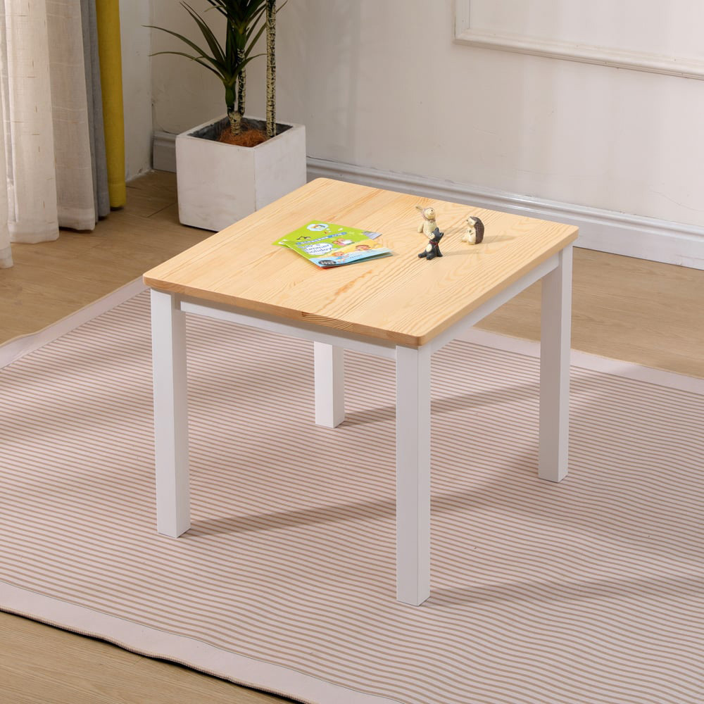 FurnitureHMD Kids 4 Seater White Pine Wood Table Chair and Storage Bench Set Image 8