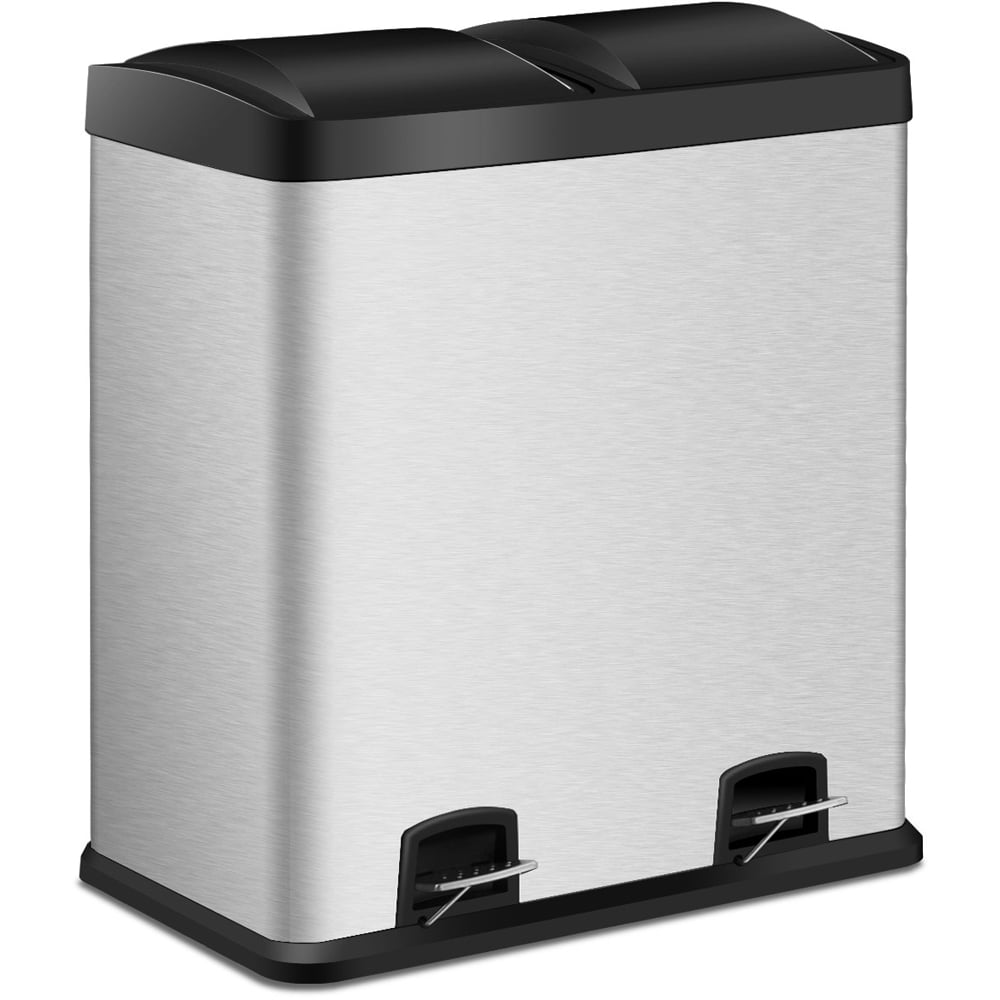 Costway Stainless Steel Double Bucket Pedal Bin 60L Image 1