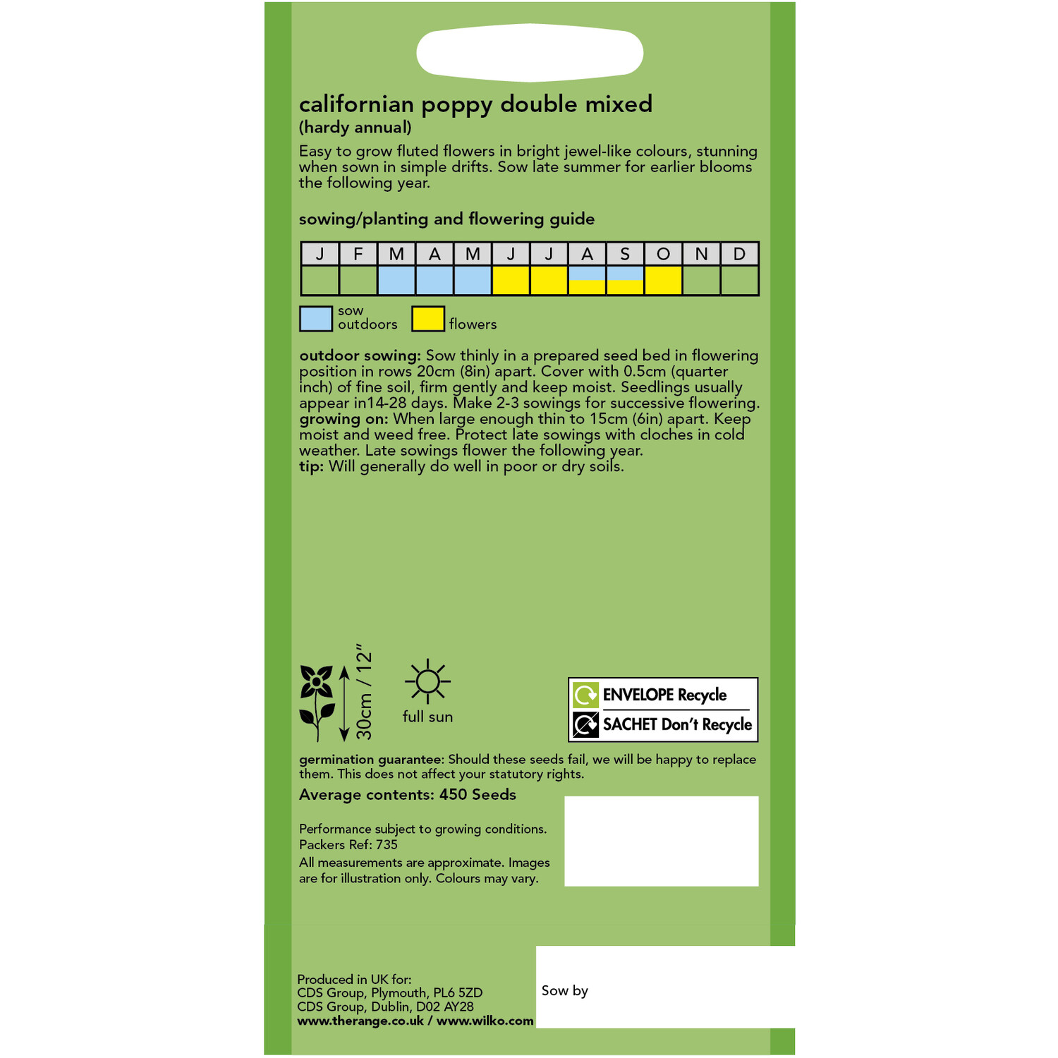 Wilko Californian Poppy Double Mix Flower Seeds Image 2