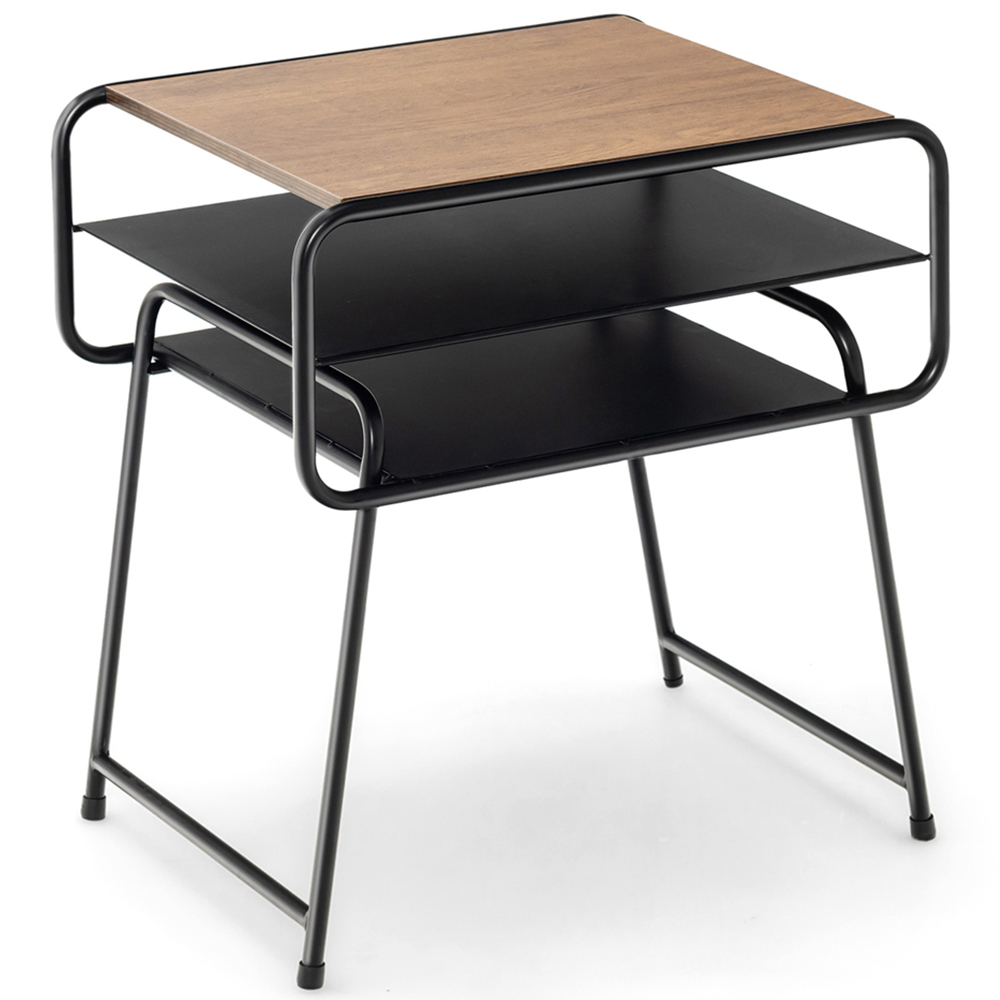 Costway 2 Shelf Brown Sofa Side Table Image 2