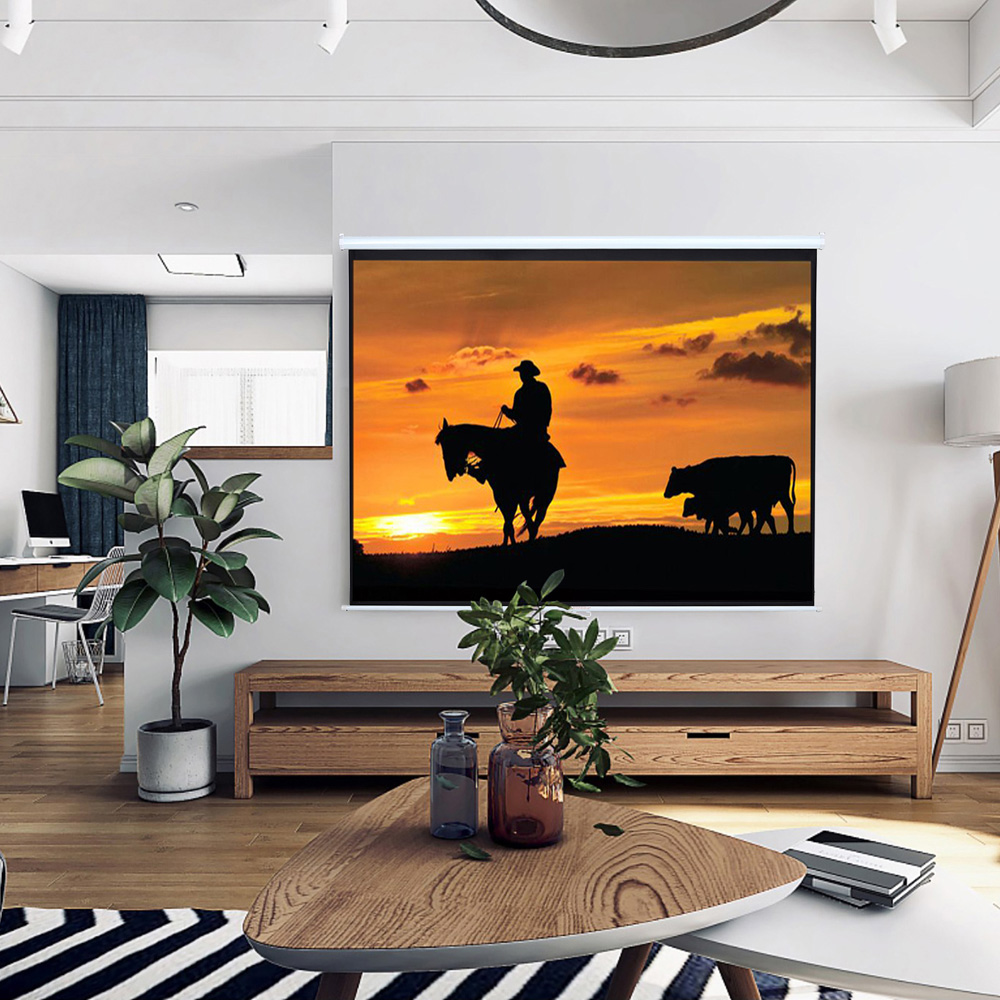 Living and Home 4:3 Manual Pull Down Retractable Projector Screen 100 inch Image 7