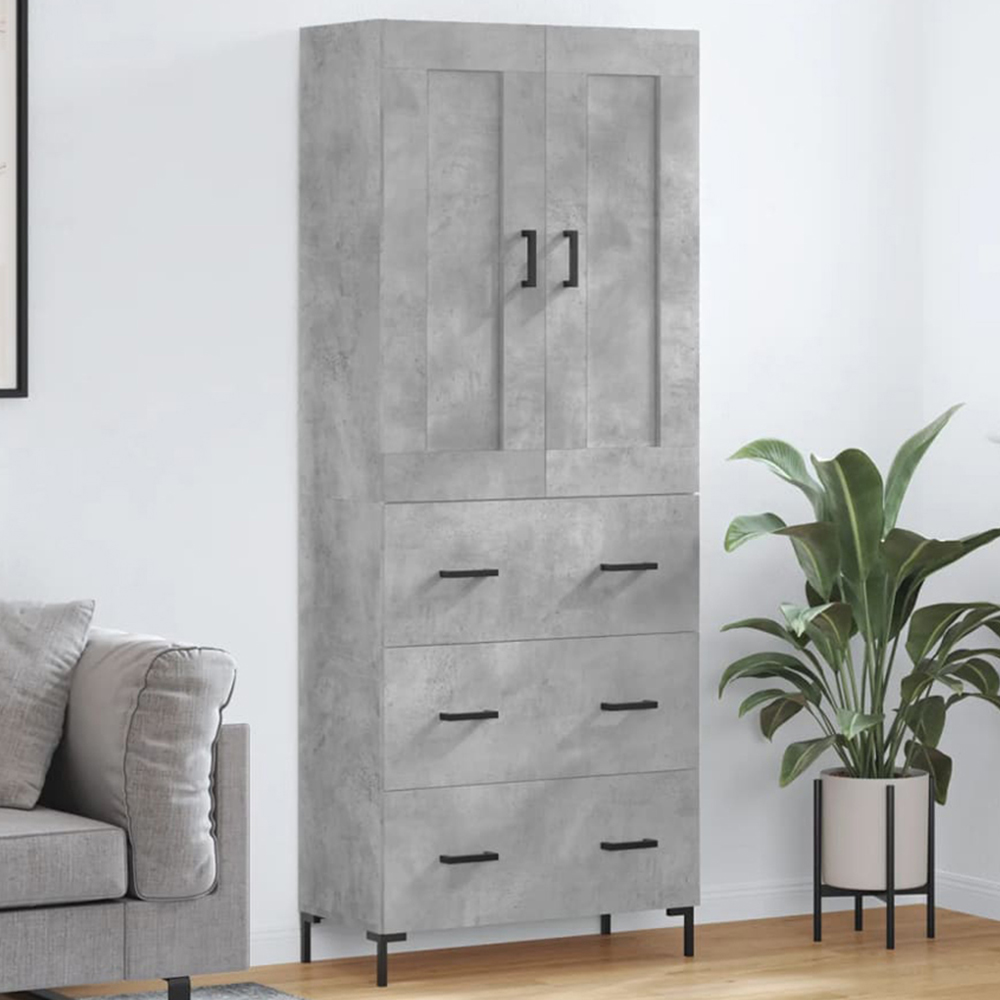 vidaXL 4 Door Grey Highboard Image 1