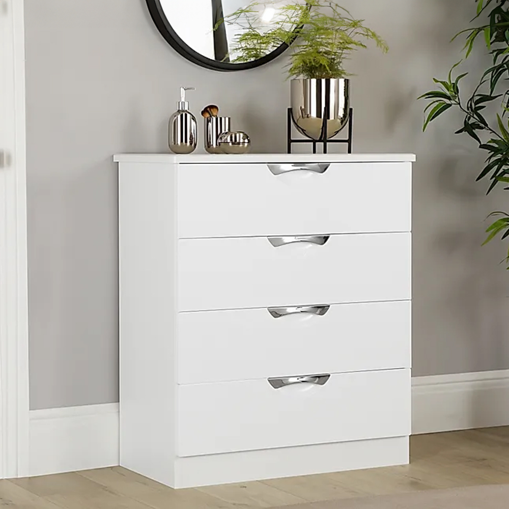Crowndale Camden 4 Drawer White Gloss Chest of Drawers Image 7