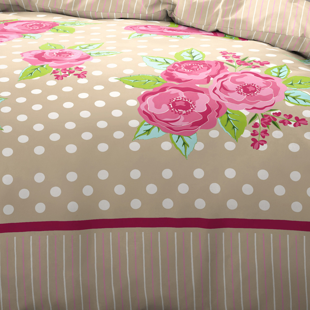 Velosso Leah Single Natural Floral and Polka Dot Duvet Cover Set Image 2