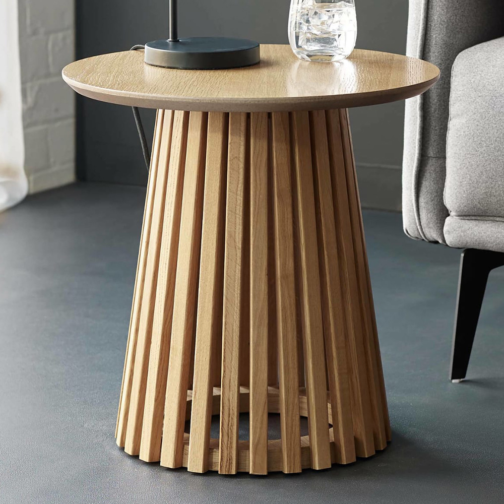 Julian Bowen Ollie Natural Oak Round Lamp Table Image 1