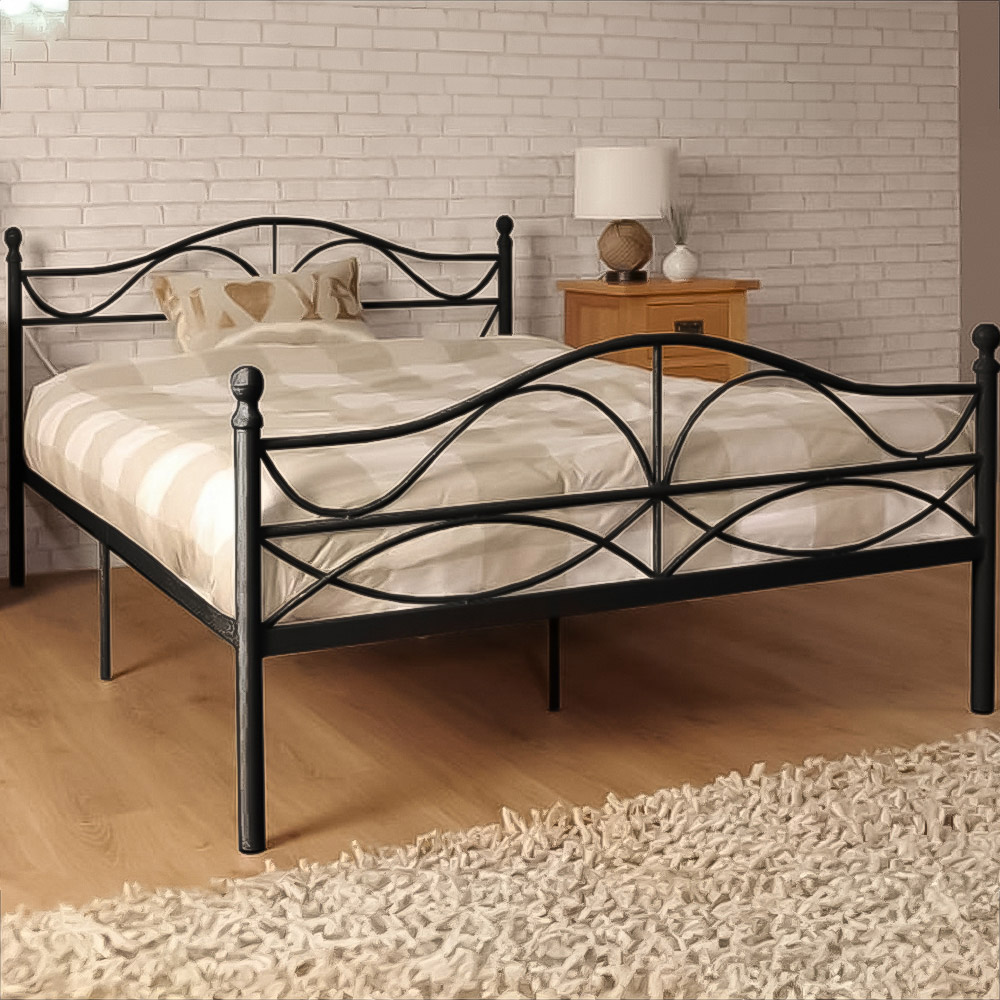 Brooklyn Double Black Scroll Effect Metal Bed Frame Image 1
