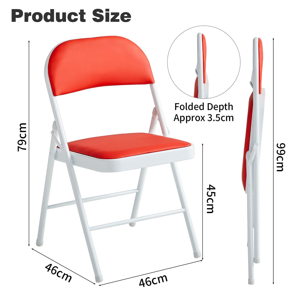 wilko Red Padded Folding Metal Dining Chairs Image 8