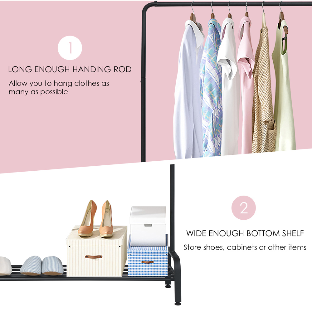 Costway Single Shelf Metal Garment Rack with Hanging Rail Image 6