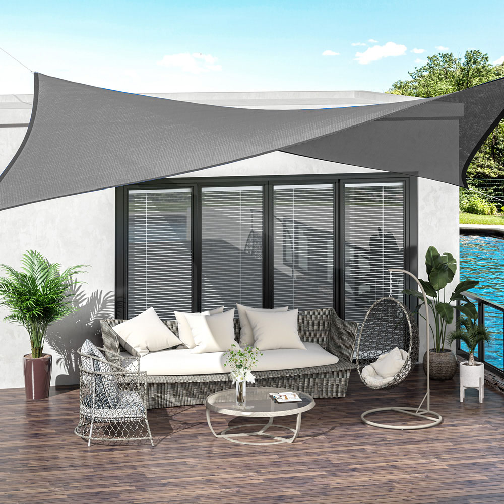 Outsunny Charcoal Grey Rectangle Awning with Mounting Ropes 5 x 4m Image 1