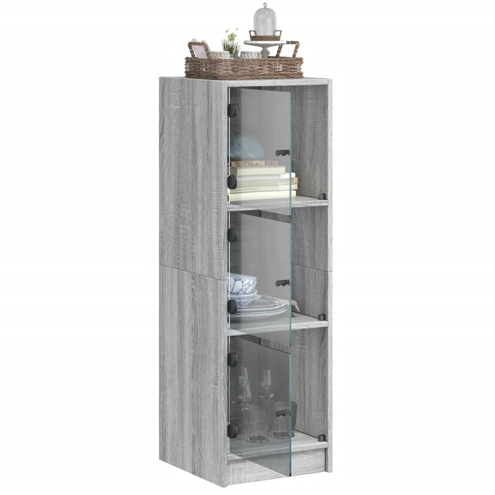 vidaXL 3 Glass Door Grey Sonoma Highboard Image 5
