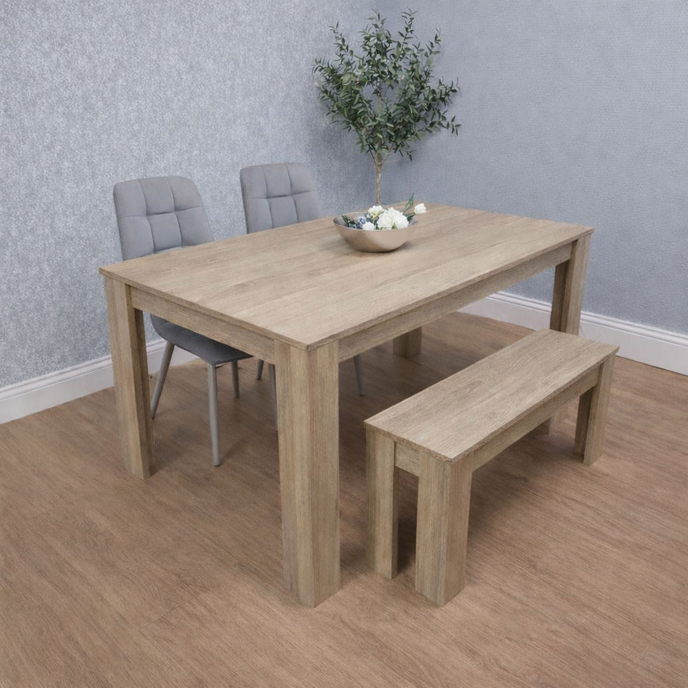 Portland 4 Seater Square Dining Table Set Oak Effect and Grey Image 5