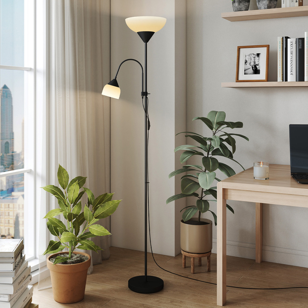 HOMCOM 2 Way Black Mother Child Floor Lamp with 3 Colour Temperatures Image 4