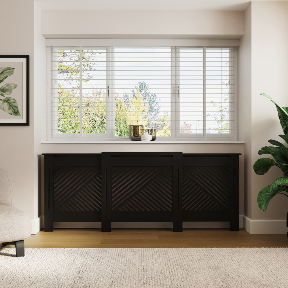 GFW Kobe Black Chevron Panel Design Adjustable Radiator Cover Image 2