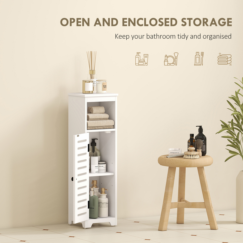 Portland Single Door Single Shelf White Bathroom Cabinet Image 4