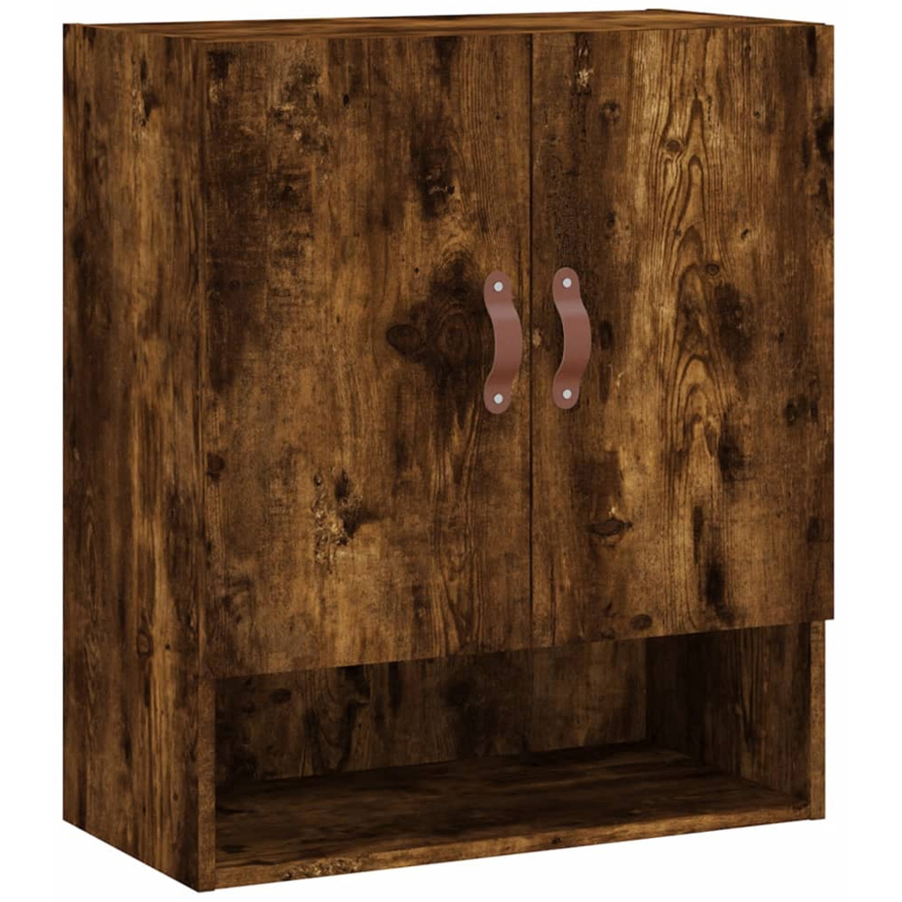 vidaXL 2 Door Single Shelf Smoked Oak Wall Cabinet Image 2