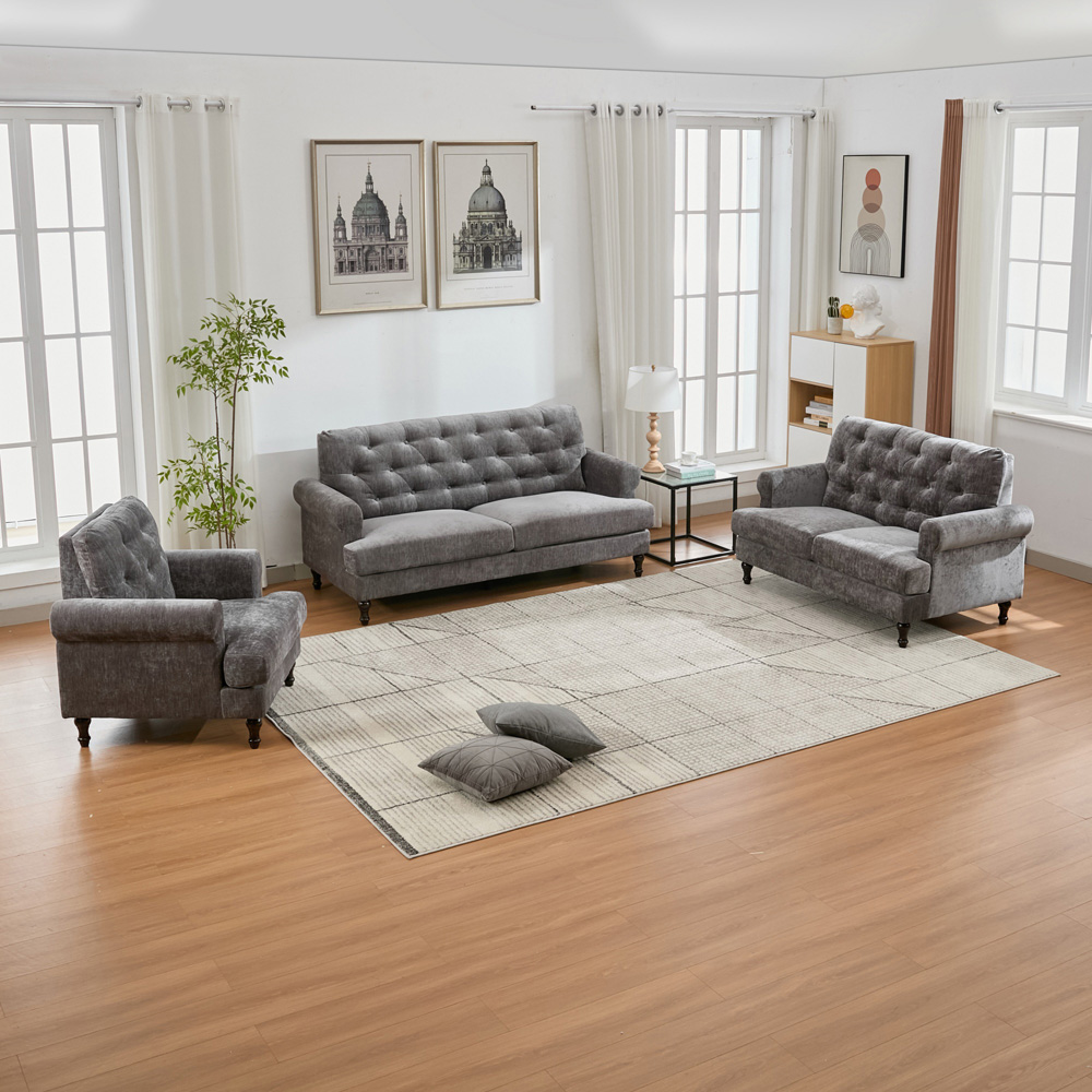 Furniture One 6 Seater Grey Mid Century Sofa Set Image 6