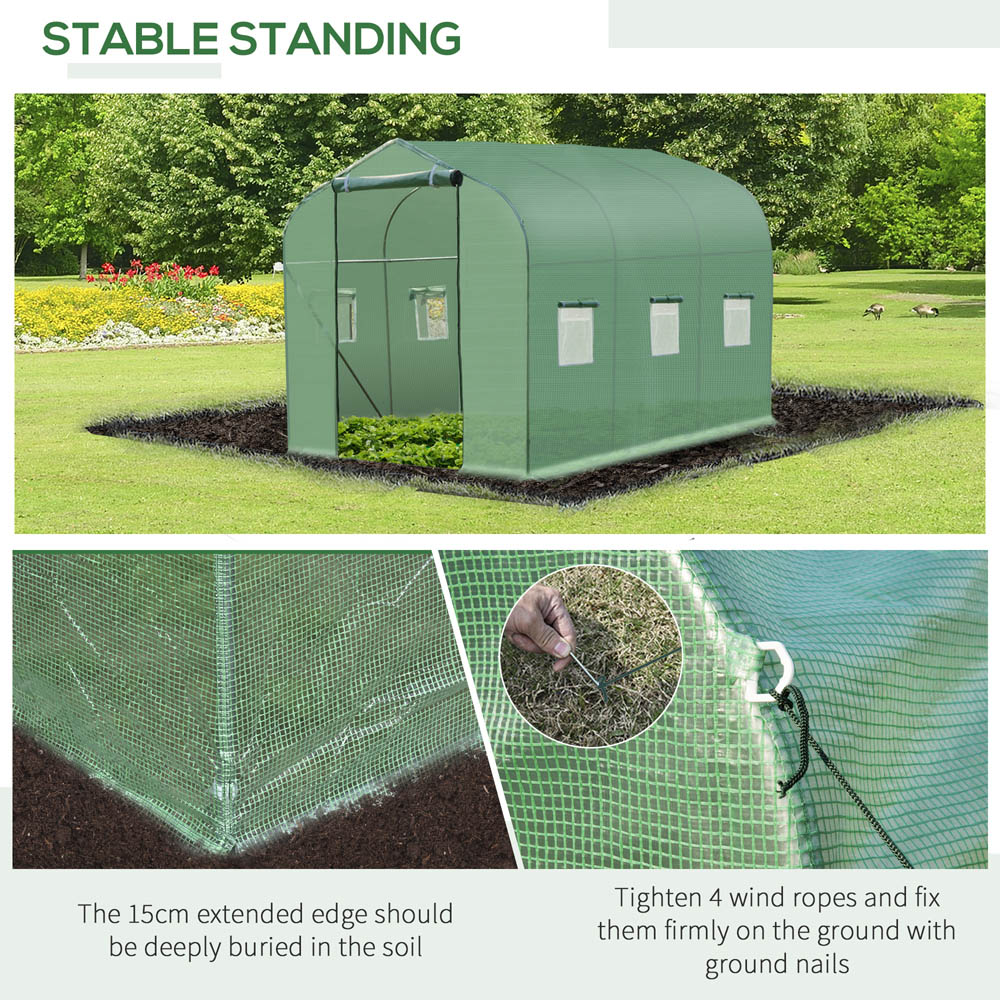 Outsunny Green Steel 13 x 10ft Walk in Polytunnel Greenhouse Image 5