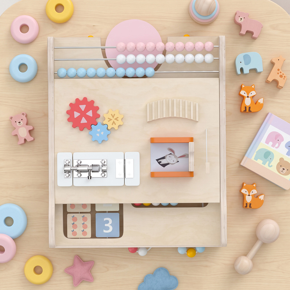 AIYAPLAY Wooden Baby Walker with Detachable Dual-Sided Activity Board Image 5