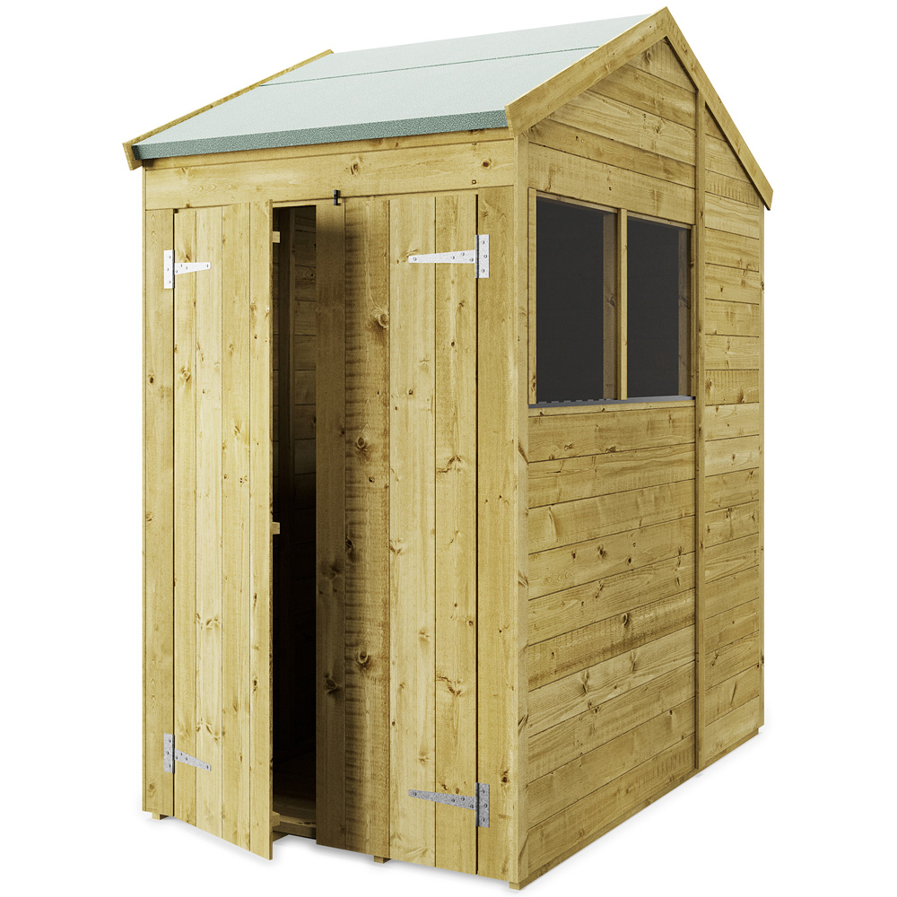 StoreMore 4 x 6ft Double Door Tongue and Groove Apex Shed with Window Image 1
