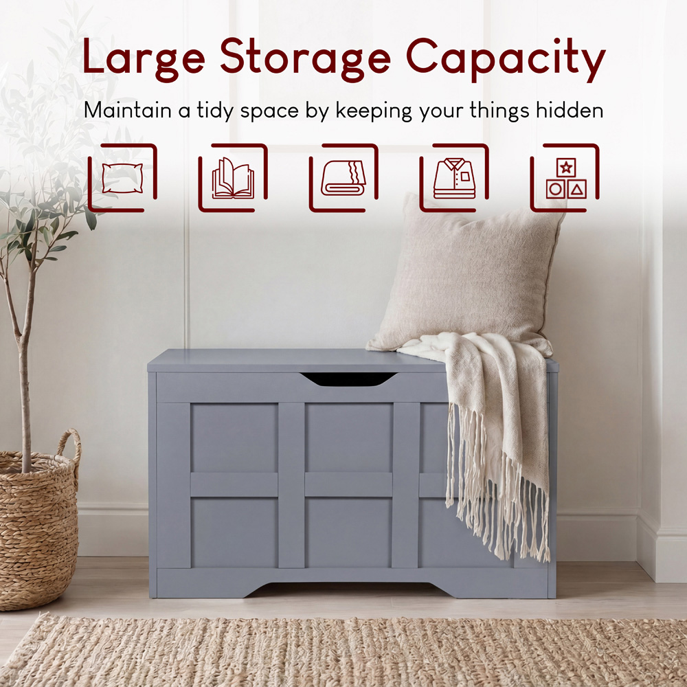 VIDA DESIGNS Grey Small Storage Ottoman Bench Image 5