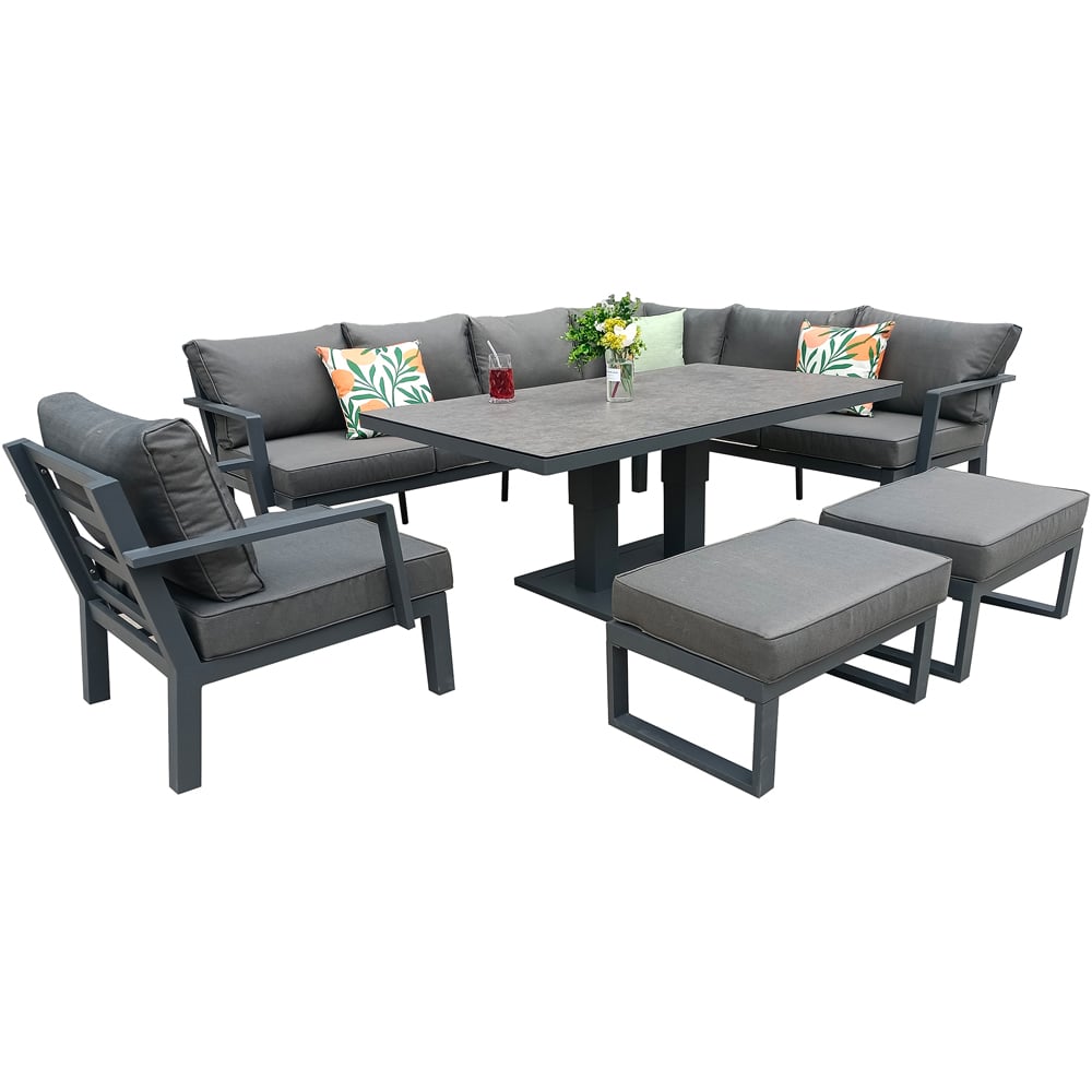 Furniture One 9 Seater Aluminium Garden Dining Rising Table Set Image 4