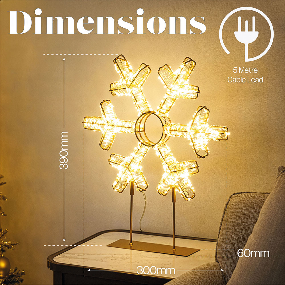 Xmas Haus 720 Warm White LED Champagne Gold Metal Snowflake Christmas Decoration 45cm Image 7