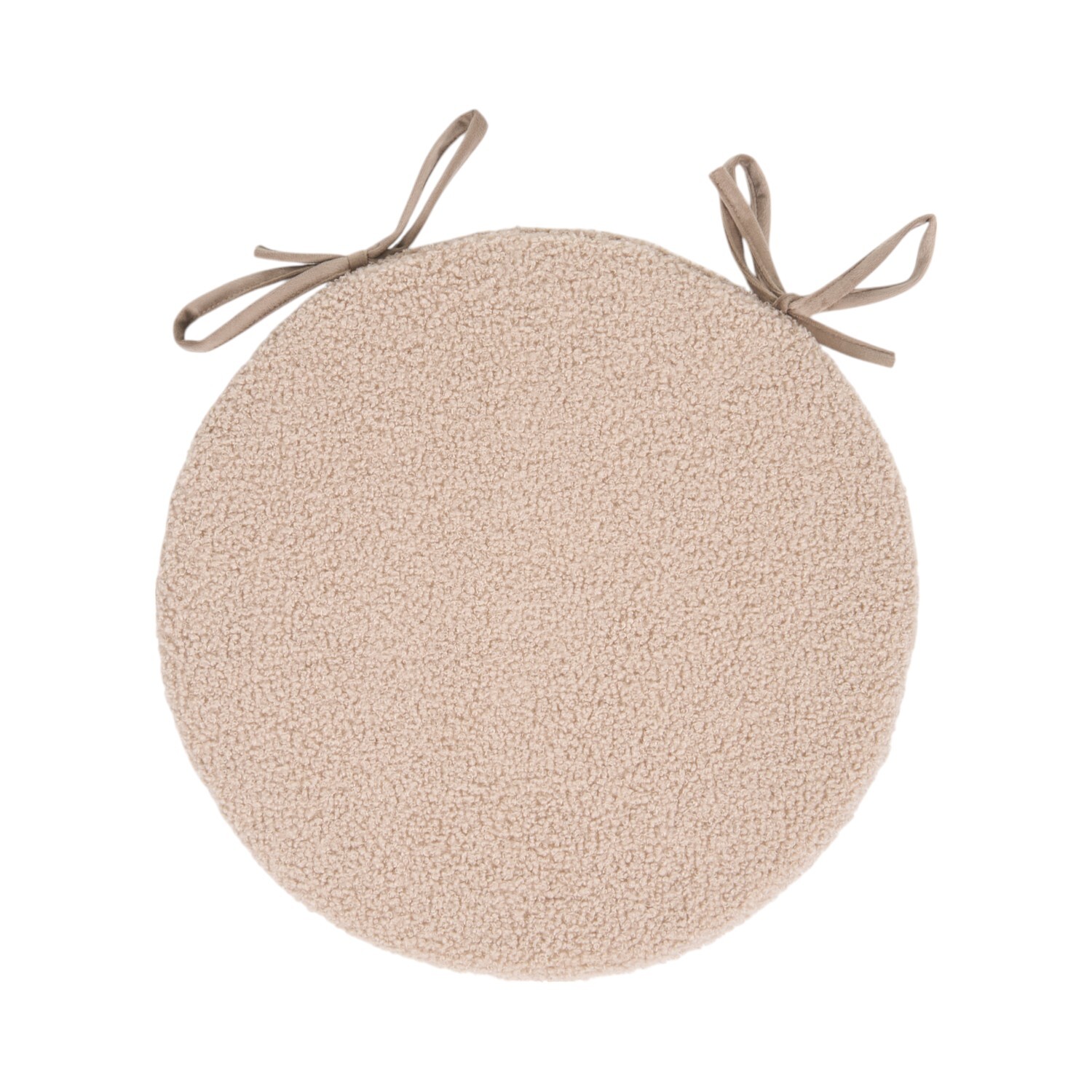 Pack of 4 Round Boucle Seat Pads Beige Image 3