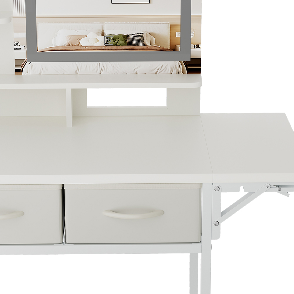 Living and Home 2 Drawer White LED Mirror Dressing Table Set Image 5