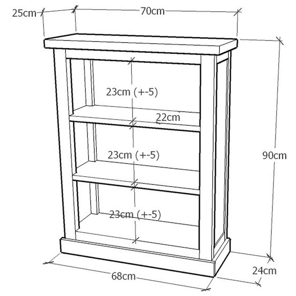 Lucca 3 Shelf Antique Waxed Bookcase Image 9