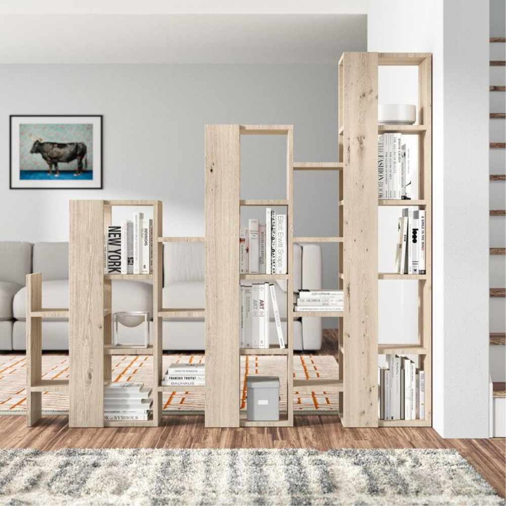 Decortie Lift 18 Shelf Sapphire Oak Room Divider and Bookcase Image 5