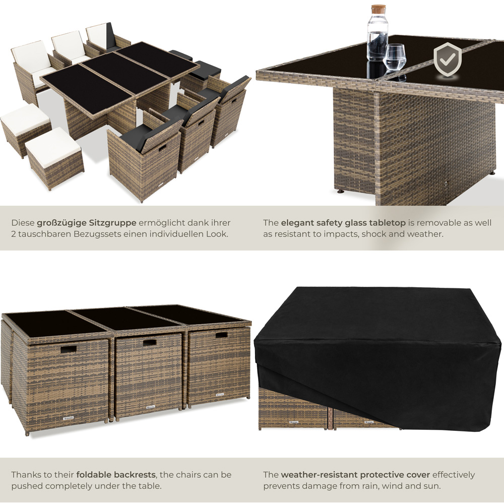 tectake New York 10 Seater Garden Dining Table Set Nature Image 5