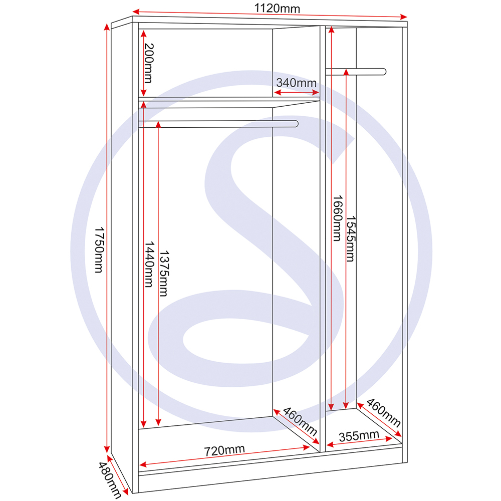 Seconique Denver 3 Door White Gloss Wardrobe Image 9